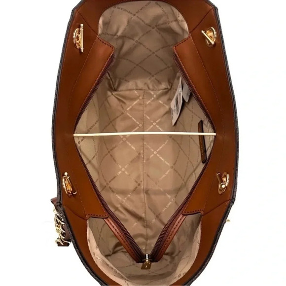 Michael Kors Large Jet Set Travel Chain Shoulder Bag & Trifold Wallet Brown - Picture 8 of 14